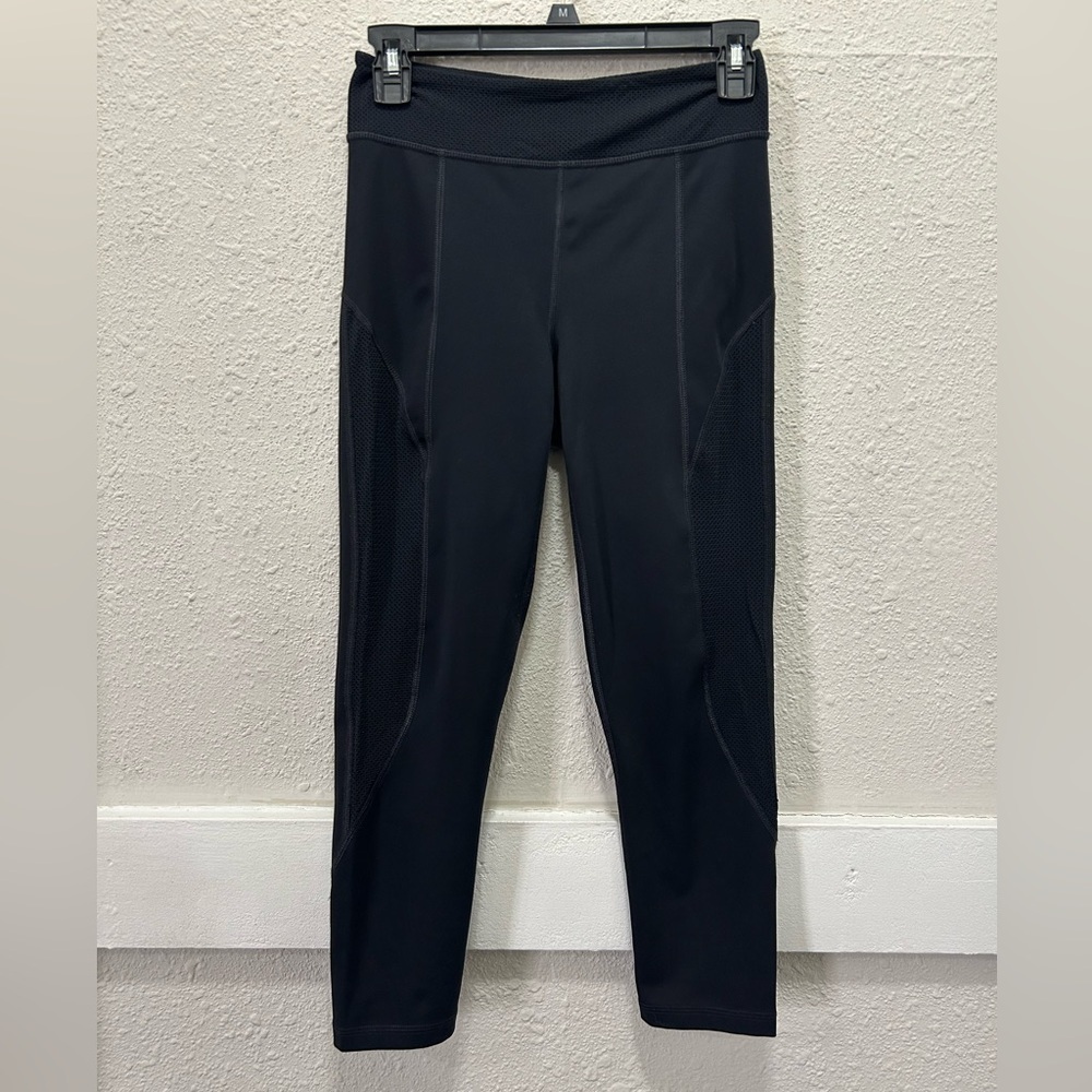 Ivy Park Black Mesh Cropped Leggings Size M
